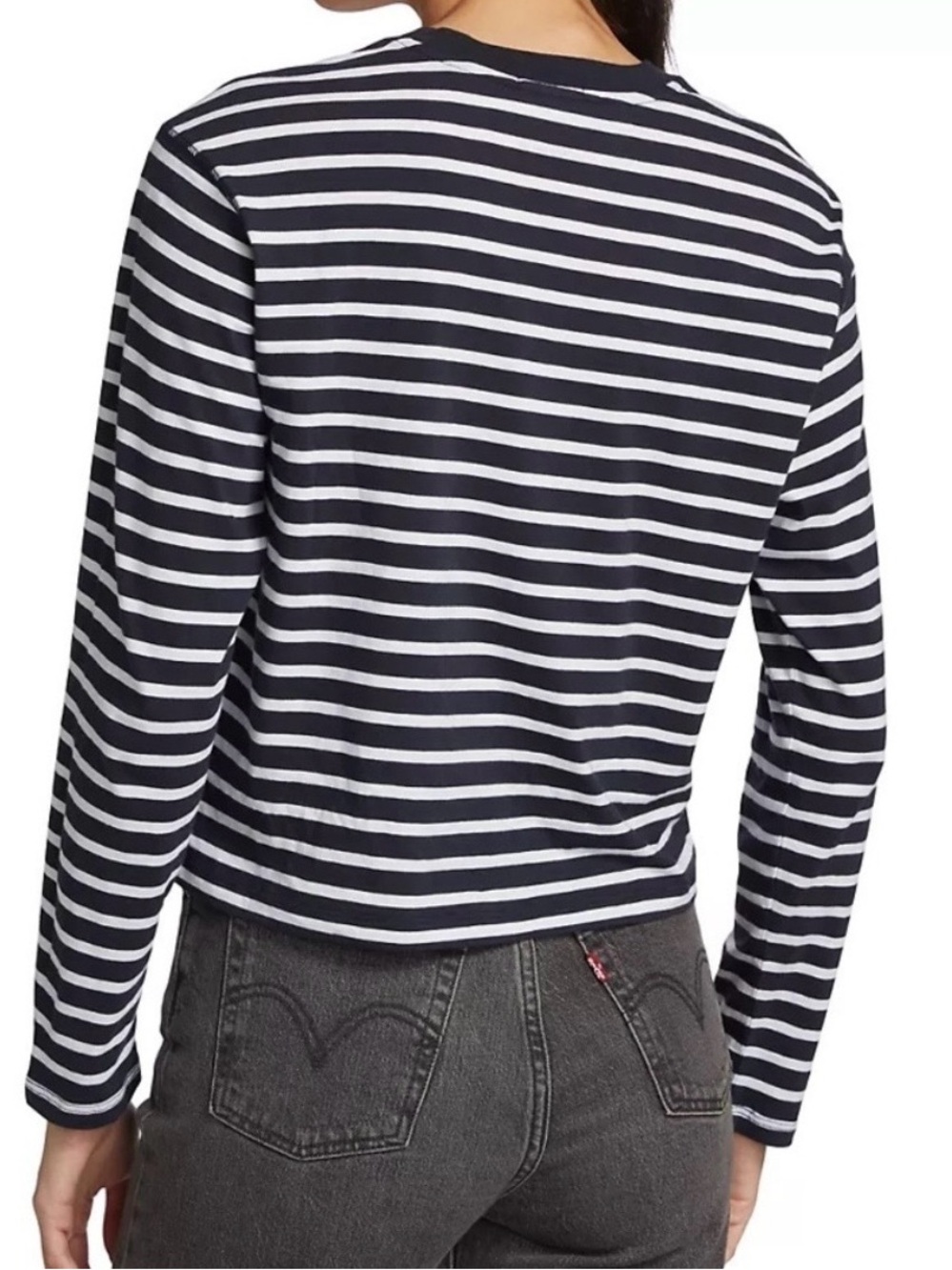 ATM Anthony Thomas Melillo Navy and White Striped Long-Sleeve Crew - Picture 2 of 8